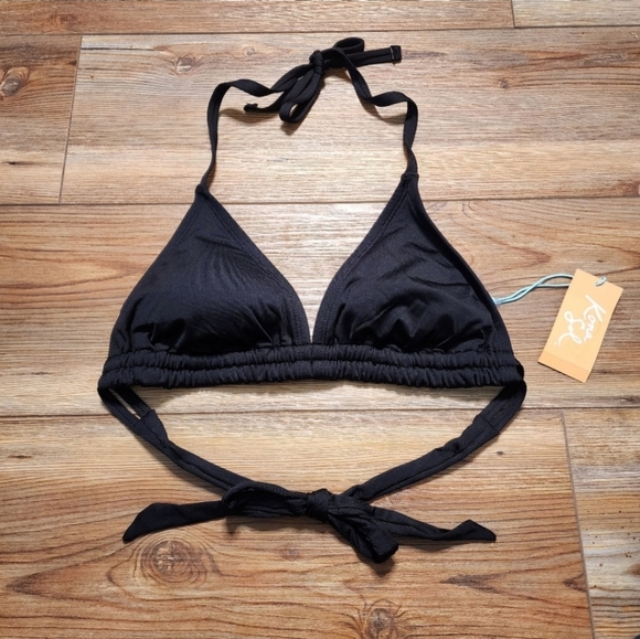 Kona Sol Bikini Top Womens S Black Triangle NEW - Picture 1 of 4